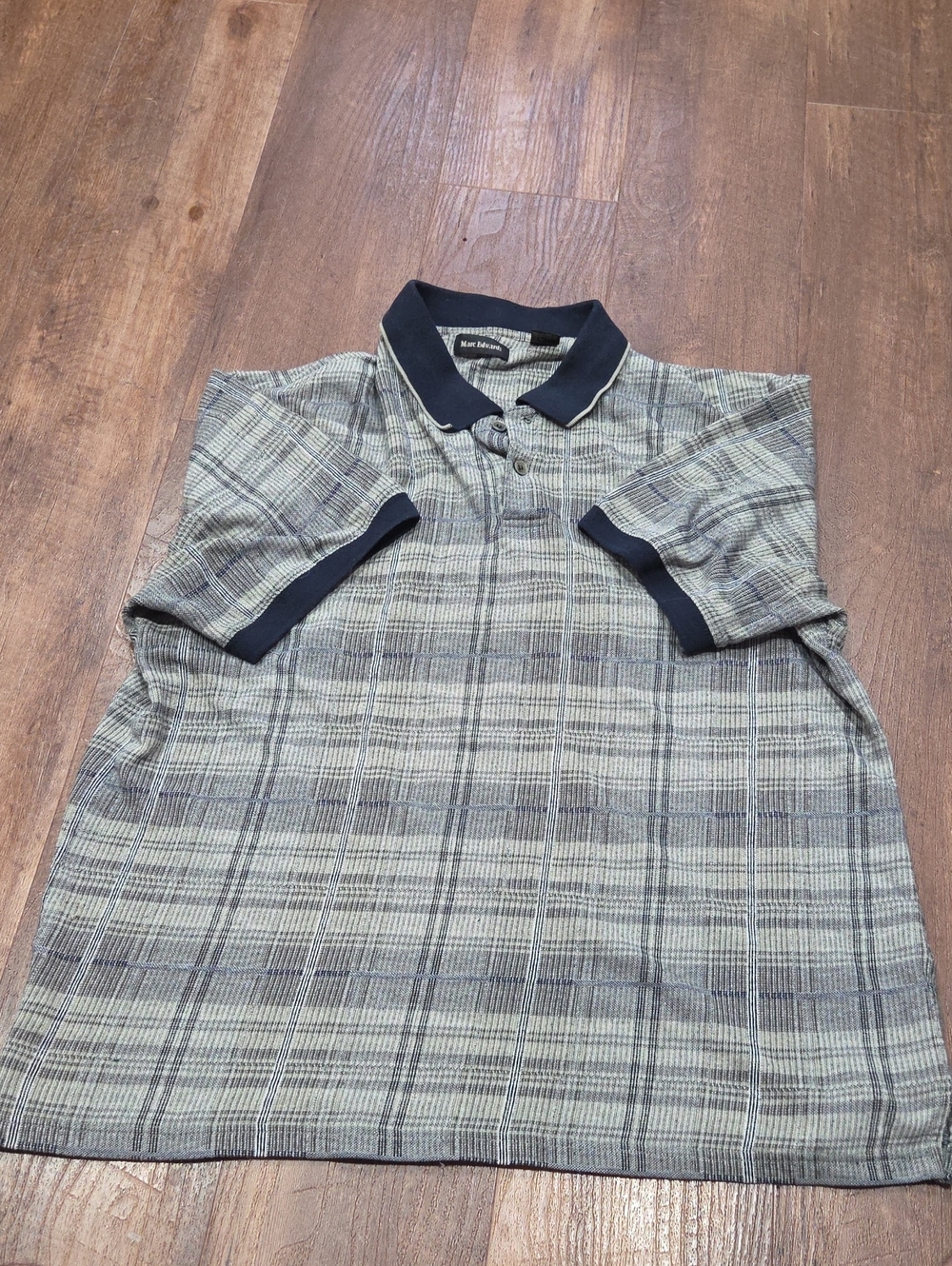 Men's Plaid Polo with Navy Contrast Collar